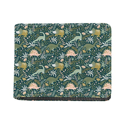 Cute Dino Tropical Leaves Pattern Print Bifold Wallet