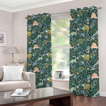 Cute Dino Tropical Leaves Pattern Print Blackout Grommet Curtains