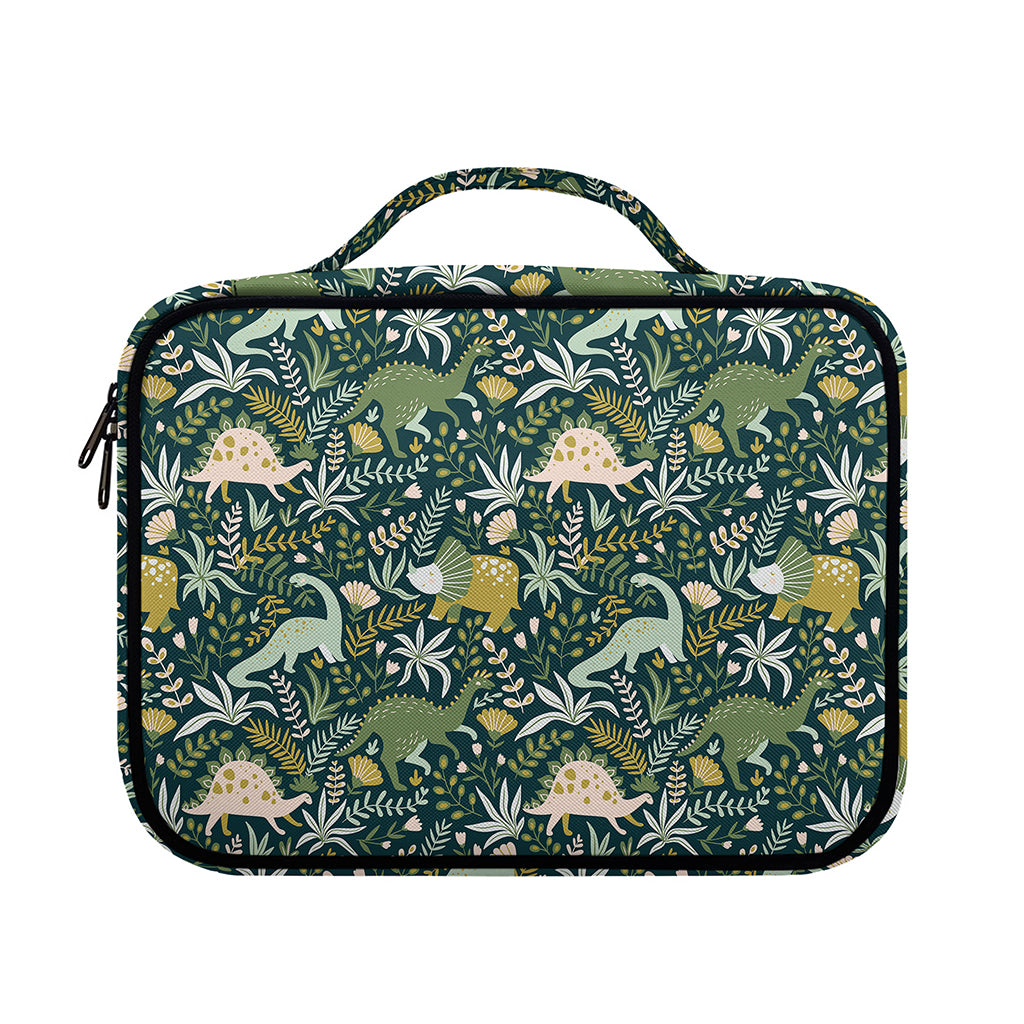 Cute Dino Tropical Leaves Pattern Print Briefcase Bible Bag