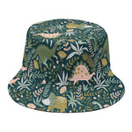 Cute Dino Tropical Leaves Pattern Print Bucket Hat