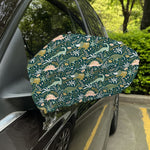 Cute Dino Tropical Leaves Pattern Print Car Side Mirror Covers
