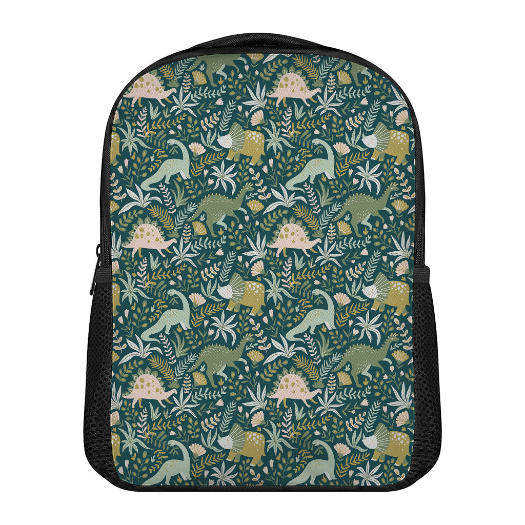 Cute Dino Tropical Leaves Pattern Print Casual Backpack