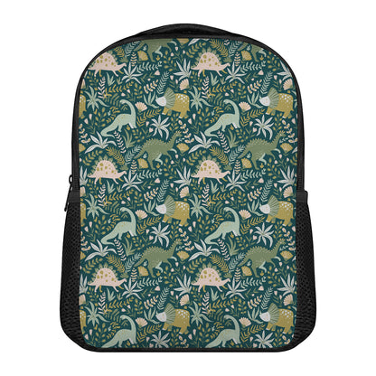 Cute Dino Tropical Leaves Pattern Print Casual Backpack
