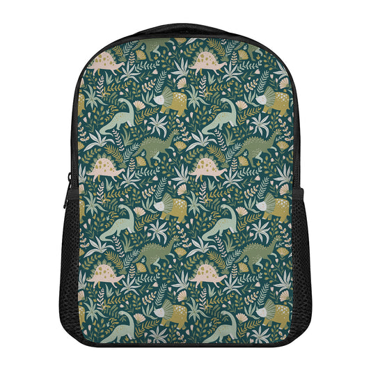 Cute Dino Tropical Leaves Pattern Print Casual Backpack