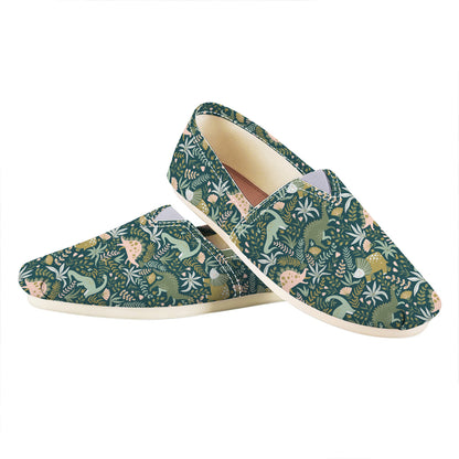 Cute Dino Tropical Leaves Pattern Print Casual Shoes