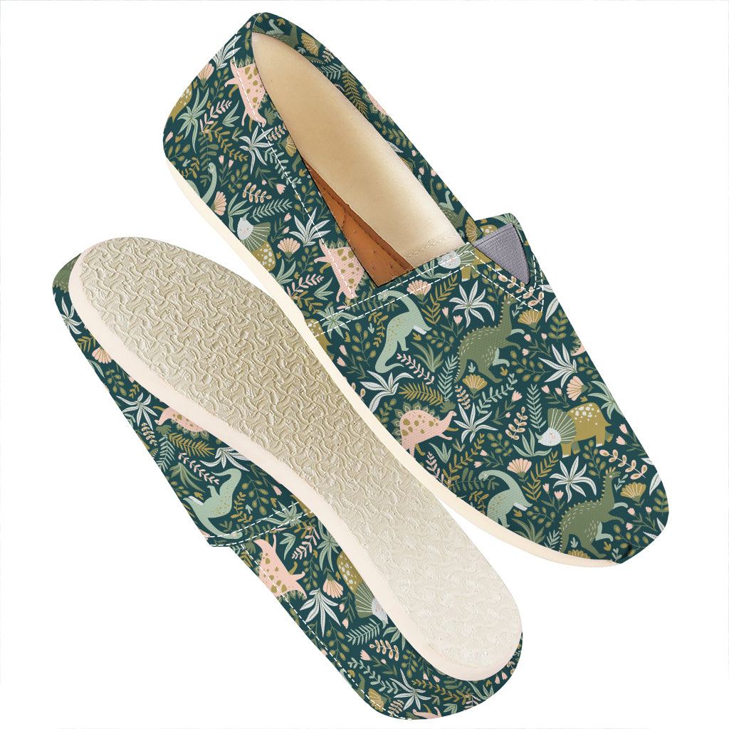 Cute Dino Tropical Leaves Pattern Print Casual Shoes