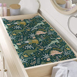 Cute Dino Tropical Leaves Pattern Print Changing Pad Cover