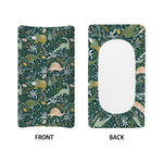 Cute Dino Tropical Leaves Pattern Print Changing Pad Cover