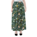Cute Dino Tropical Leaves Pattern Print Chiffon Maxi Skirt