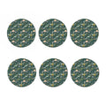 Cute Dino Tropical Leaves Pattern Print Coaster Set