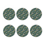Cute Dino Tropical Leaves Pattern Print Coaster Set