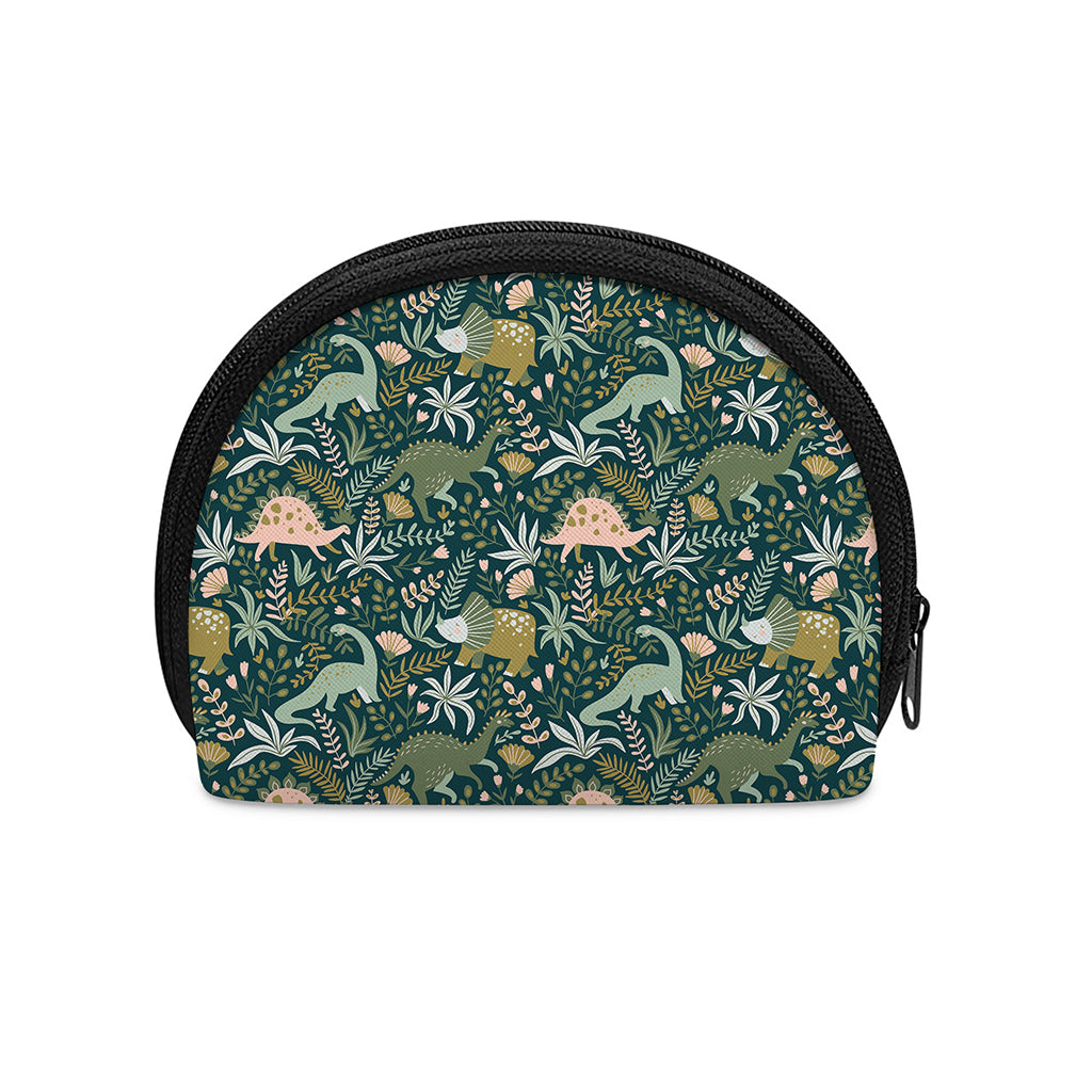 Cute Dino Tropical Leaves Pattern Print Coin Purse