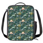 Cute Dino Tropical Leaves Pattern Print Crossbody Lunch Bag