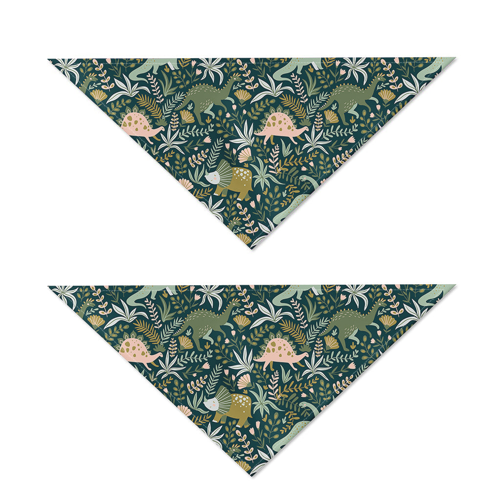 Cute Dino Tropical Leaves Pattern Print Dog Bandana