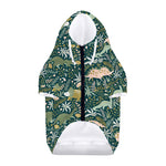 Cute Dino Tropical Leaves Pattern Print Dog Zip Up Hoodie