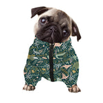 Cute Dino Tropical Leaves Pattern Print Dog Zip Up Jacket