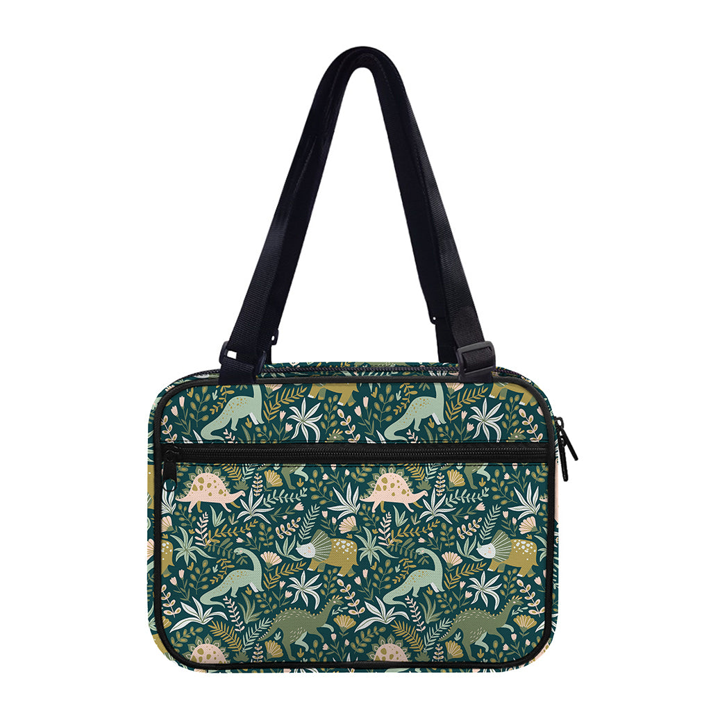 Cute Dino Tropical Leaves Pattern Print Double Strap Bible Bag