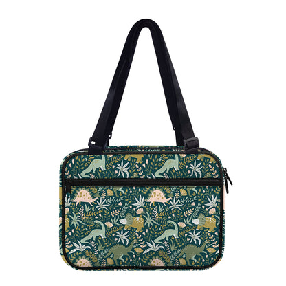 Cute Dino Tropical Leaves Pattern Print Double Strap Bible Bag
