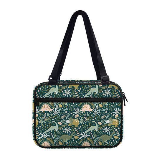 Cute Dino Tropical Leaves Pattern Print Double Strap Bible Bag