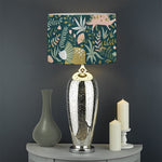 Cute Dino Tropical Leaves Pattern Print Drum Lamp Shade