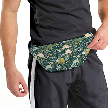 Cute Dino Tropical Leaves Pattern Print Fanny Pack