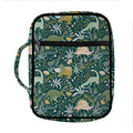 Cute Dino Tropical Leaves Pattern Print Front Pocket Bible Bag