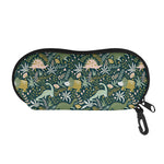 Cute Dino Tropical Leaves Pattern Print Glasses Case