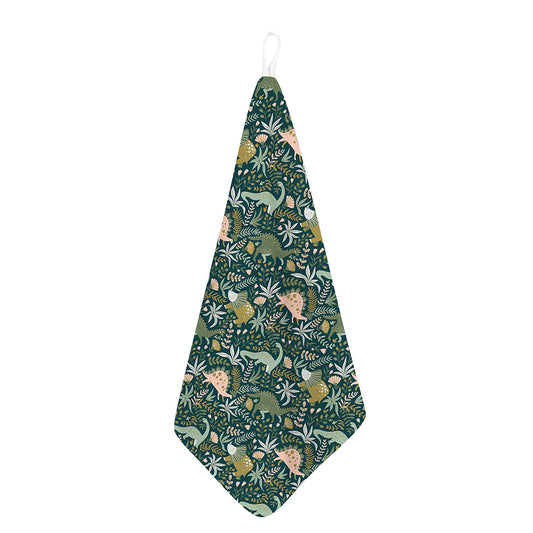 Cute Dino Tropical Leaves Pattern Print Hand Towel