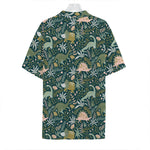 Cute Dino Tropical Leaves Pattern Print Hawaiian Shirt