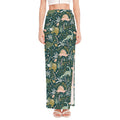 Cute Dino Tropical Leaves Pattern Print High Slit Maxi Skirt