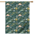 Cute Dino Tropical Leaves Pattern Print House Flag