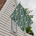 Cute Dino Tropical Leaves Pattern Print House Flag