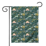 Cute Dino Tropical Leaves Pattern Print House Flag