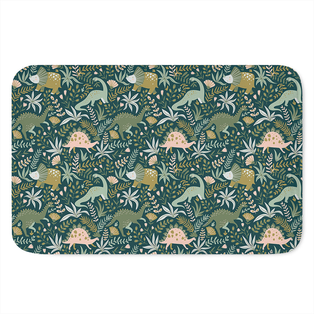 Cute Dino Tropical Leaves Pattern Print Indoor Door Mat