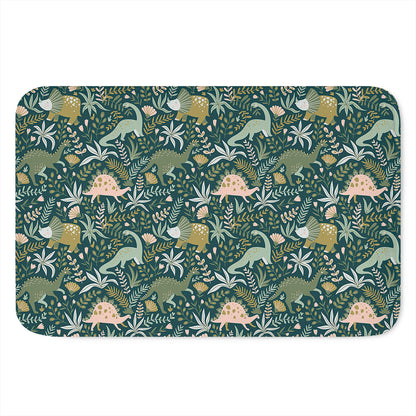Cute Dino Tropical Leaves Pattern Print Indoor Door Mat