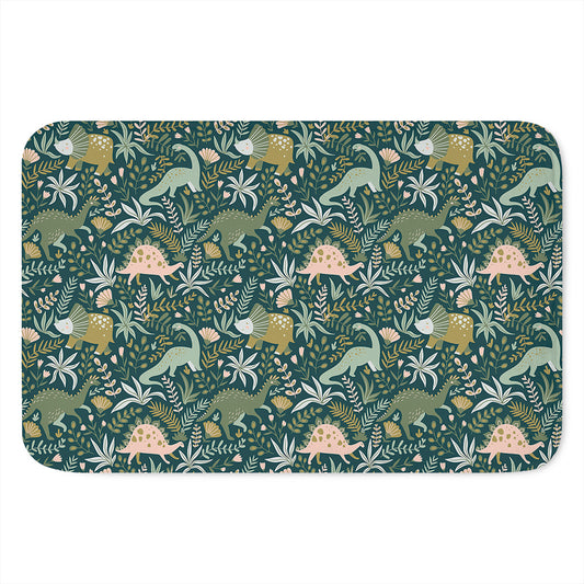 Cute Dino Tropical Leaves Pattern Print Indoor Door Mat