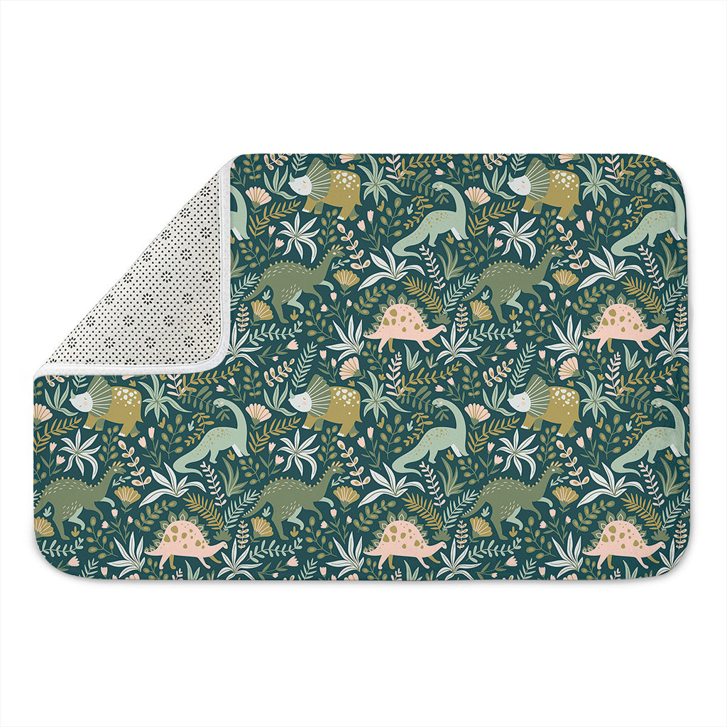 Cute Dino Tropical Leaves Pattern Print Indoor Door Mat