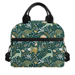 Cute Dino Tropical Leaves Pattern Print Insulated Lunch Bag