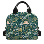 Cute Dino Tropical Leaves Pattern Print Insulated Lunch Bag