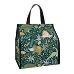 Cute Dino Tropical Leaves Pattern Print Insulated Lunch Tote