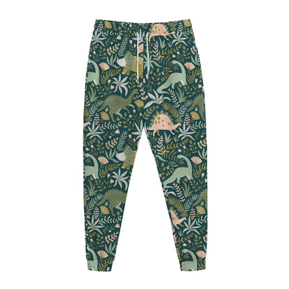 Cute Dino Tropical Leaves Pattern Print Jogger Pants