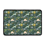 Cute Dino Tropical Leaves Pattern Print Kitchen Mat