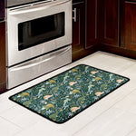 Cute Dino Tropical Leaves Pattern Print Kitchen Mat