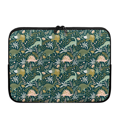 Cute Dino Tropical Leaves Pattern Print Laptop Sleeve