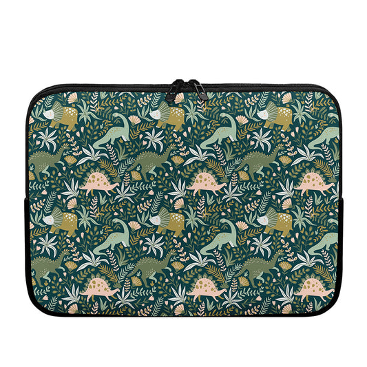 Cute Dino Tropical Leaves Pattern Print Laptop Sleeve