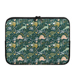 Cute Dino Tropical Leaves Pattern Print Laptop Sleeve