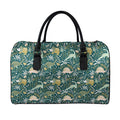 Cute Dino Tropical Leaves Pattern Print Leather Duffel Bag