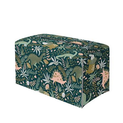 Cute Dino Tropical Leaves Pattern Print Leather Tissue Box Cover