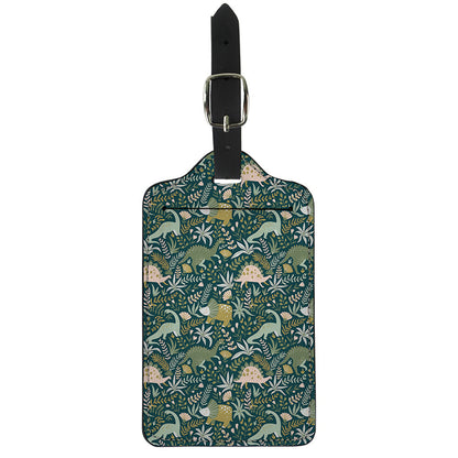 Cute Dino Tropical Leaves Pattern Print Luggage Tag