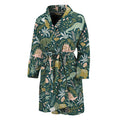 Cute Dino Tropical Leaves Pattern Print Men's Bathrobe